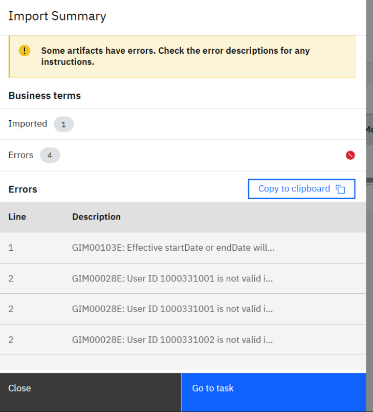 Errors received when user is assigned